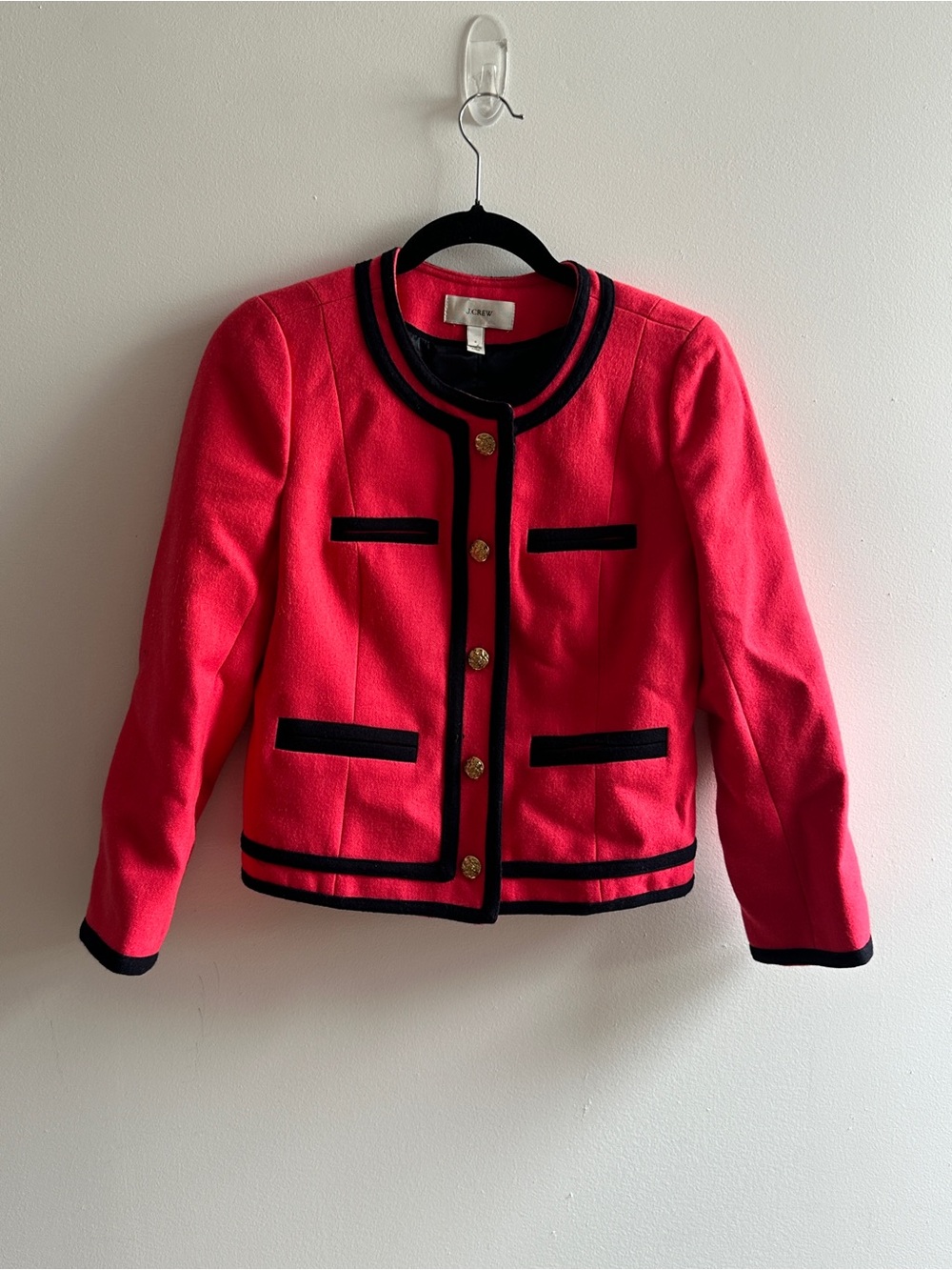 J Crew Women’s Red Contrast-Trim Jacket